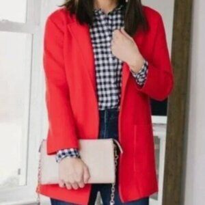 J. CREW 365 Sophie Open Front Sweater Blazer Merino Wool Red Women's Size Medium